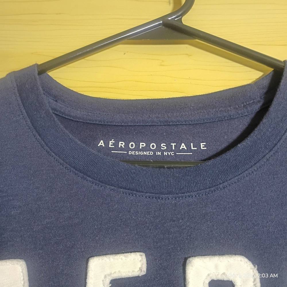 Aeropostale Graphic T-Shirt Women XS Navy Blue Aero New York Short Sleeve Tee